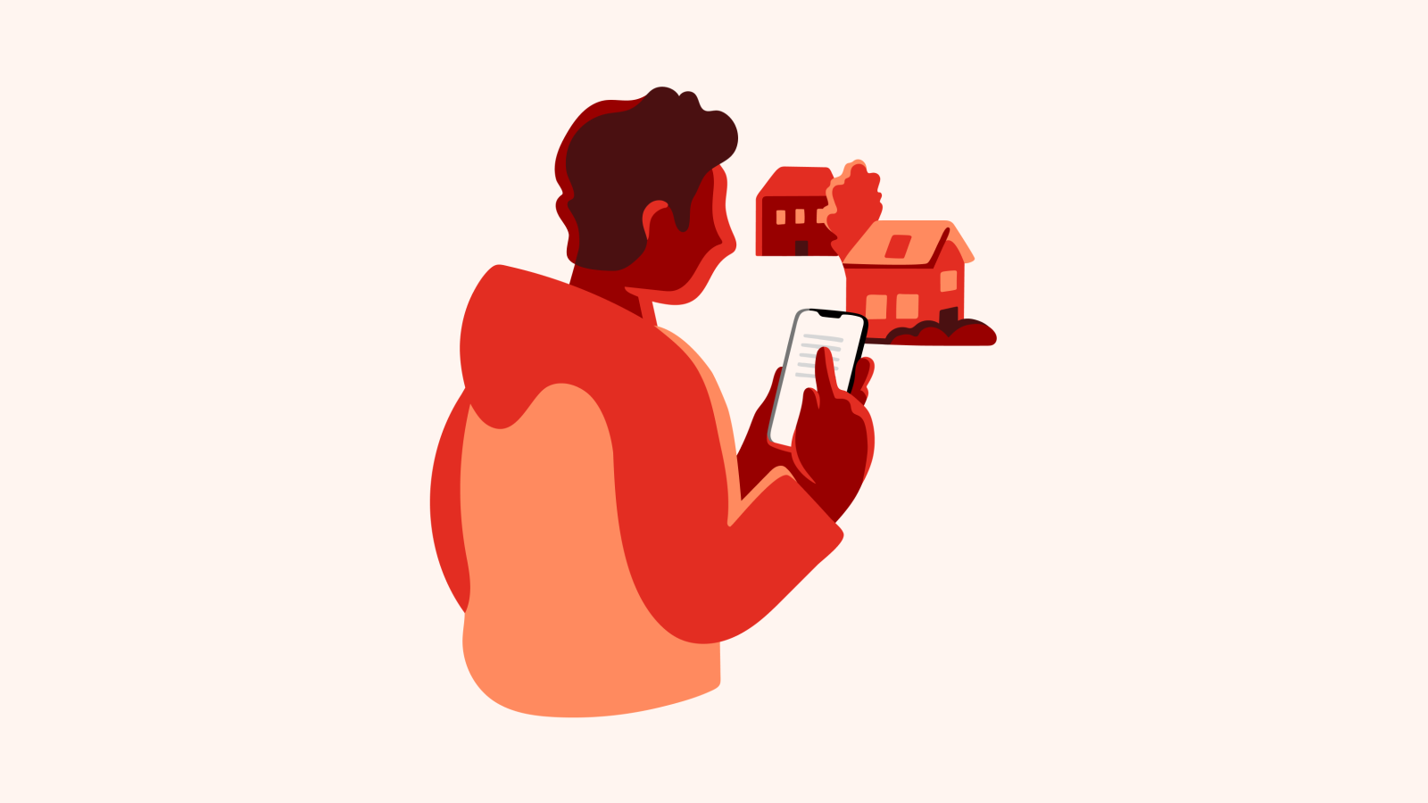 Illustrasjon av gutt med mobil